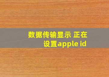 数据传输显示 正在设置apple id